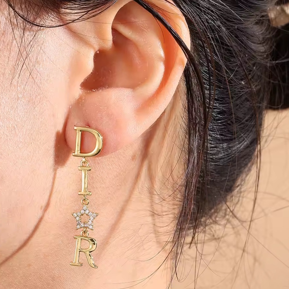 Vintage Gold Star Letter Drop Earrings - Picture 4 of 6